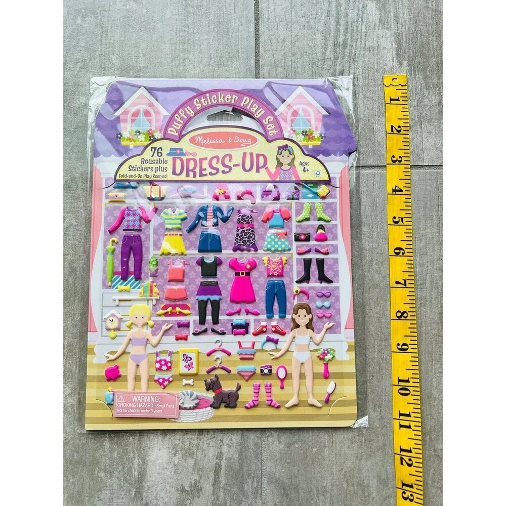 Melissa & Doug Dress Up 76 Reusable Puffy Sticker Play Set w/ Fold & Go Scenes